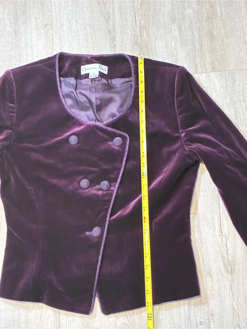 Christian Dior Plum Velvet Jacket Size 10 Asymmetrical Button Vintage